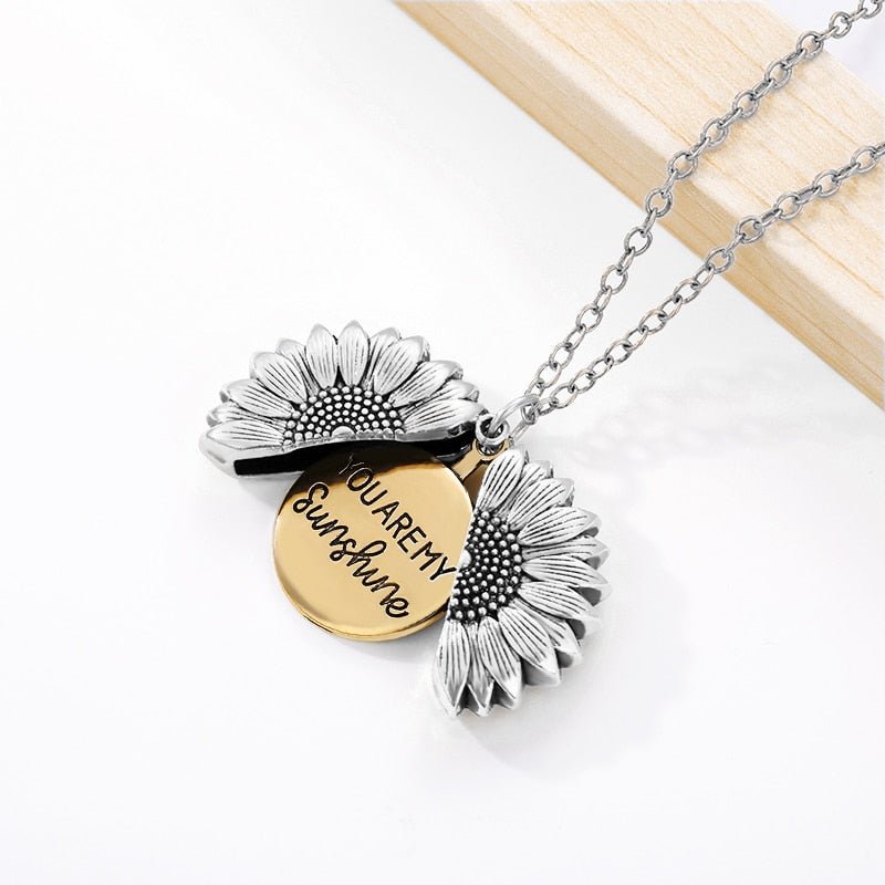 You Are My Sunshine Necklaces For Women Men Lover Gold Color Sunflower Necklace Pendant Jewelry Birthday Gift For Girlfriend Mom - StarJam Gifts