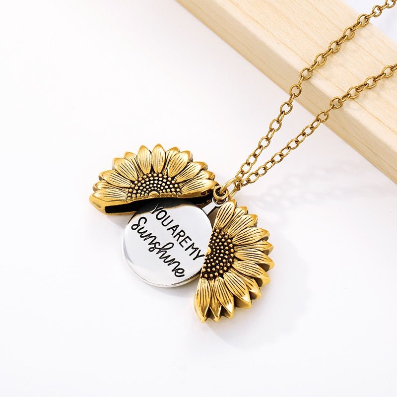 You Are My Sunshine Necklaces For Women Men Lover Gold Color Sunflower Necklace Pendant Jewelry Birthday Gift For Girlfriend Mom - StarJam Gifts