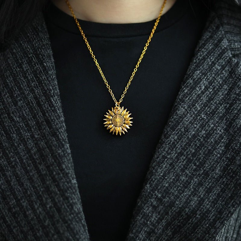You Are My Sunshine Necklaces For Women Men Lover Gold Color Sunflower Necklace Pendant Jewelry Birthday Gift For Girlfriend Mom - StarJam Gifts