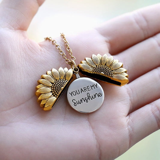 You Are My Sunshine Necklaces For Women Men Lover Gold Color Sunflower Necklace Pendant Jewelry Birthday Gift For Girlfriend Mom - StarJam Gifts