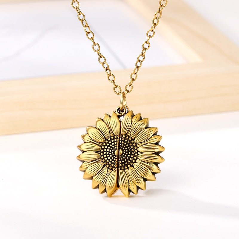 You Are My Sunshine Necklaces For Women Men Lover Gold Color Sunflower Necklace Pendant Jewelry Birthday Gift For Girlfriend Mom - StarJam Gifts