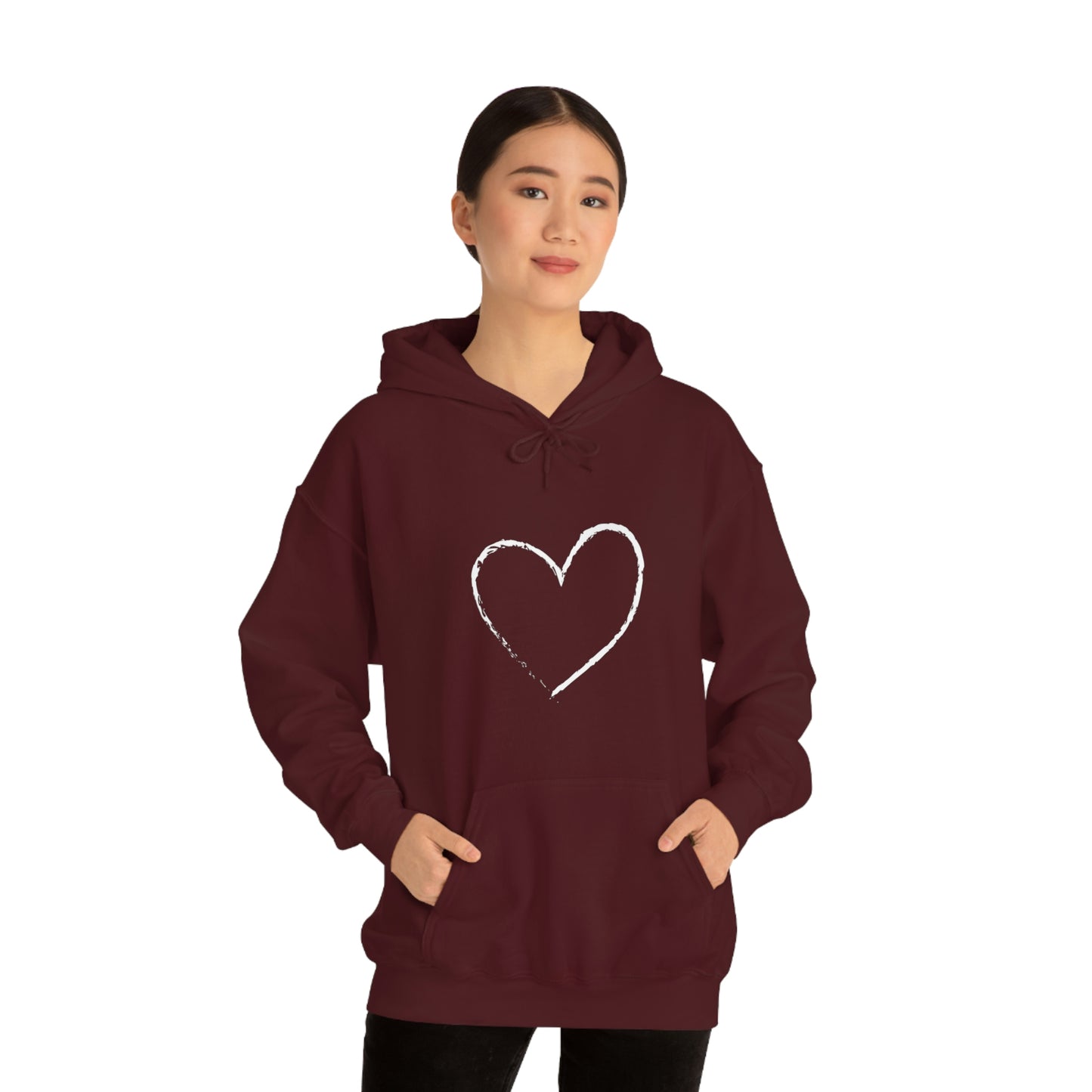 White Heart - Ladies Hoodie, Mens Hoodie, Trending, Love Heart, Fashion, Hooded Pullover, Sweatshirt, Hoody, Heavy Blend Hooded Sweats | Comfortable Hoodie