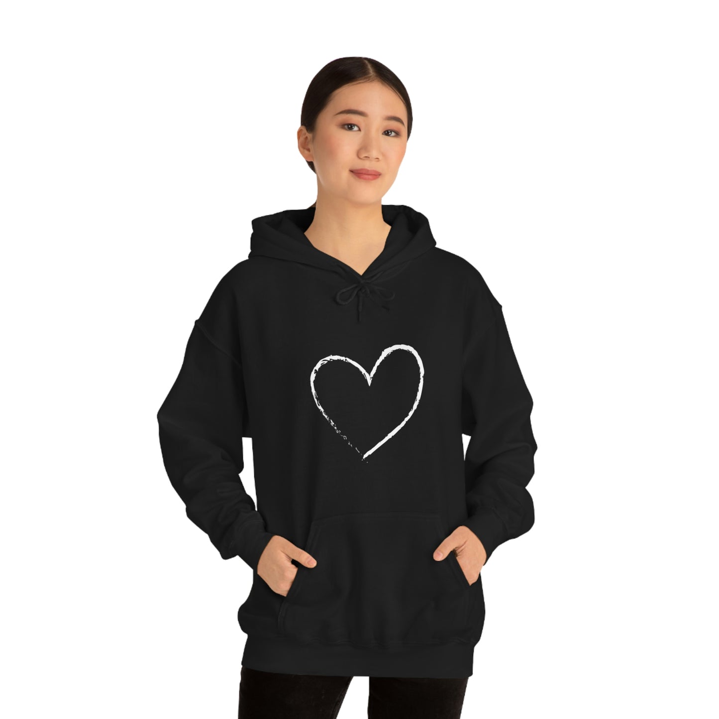 White Heart - Ladies Hoodie, Mens Hoodie, Trending, Love Heart, Fashion, Hooded Pullover, Sweatshirt, Hoody, Heavy Blend Hooded Sweats | Comfortable Hoodie