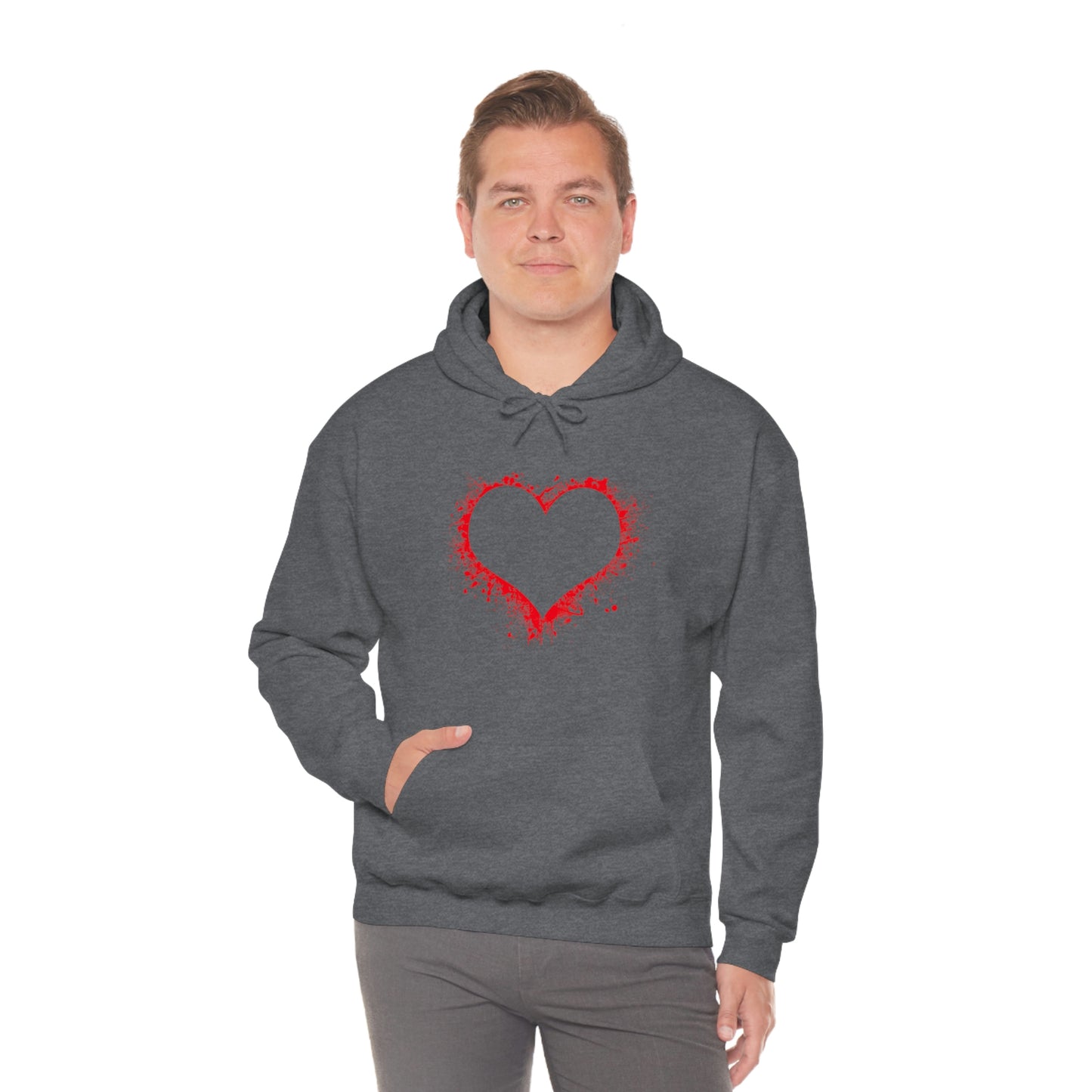 Red Paint Hearts - Ladies Hoodie, Mens Hoodie, Trending, Love Heart, Fashion, Hooded Pullover, Sweatshirt, Hoody, Heavy Blend Hooded Sweat | Comfortable Hoodie - StarJam Hoodie