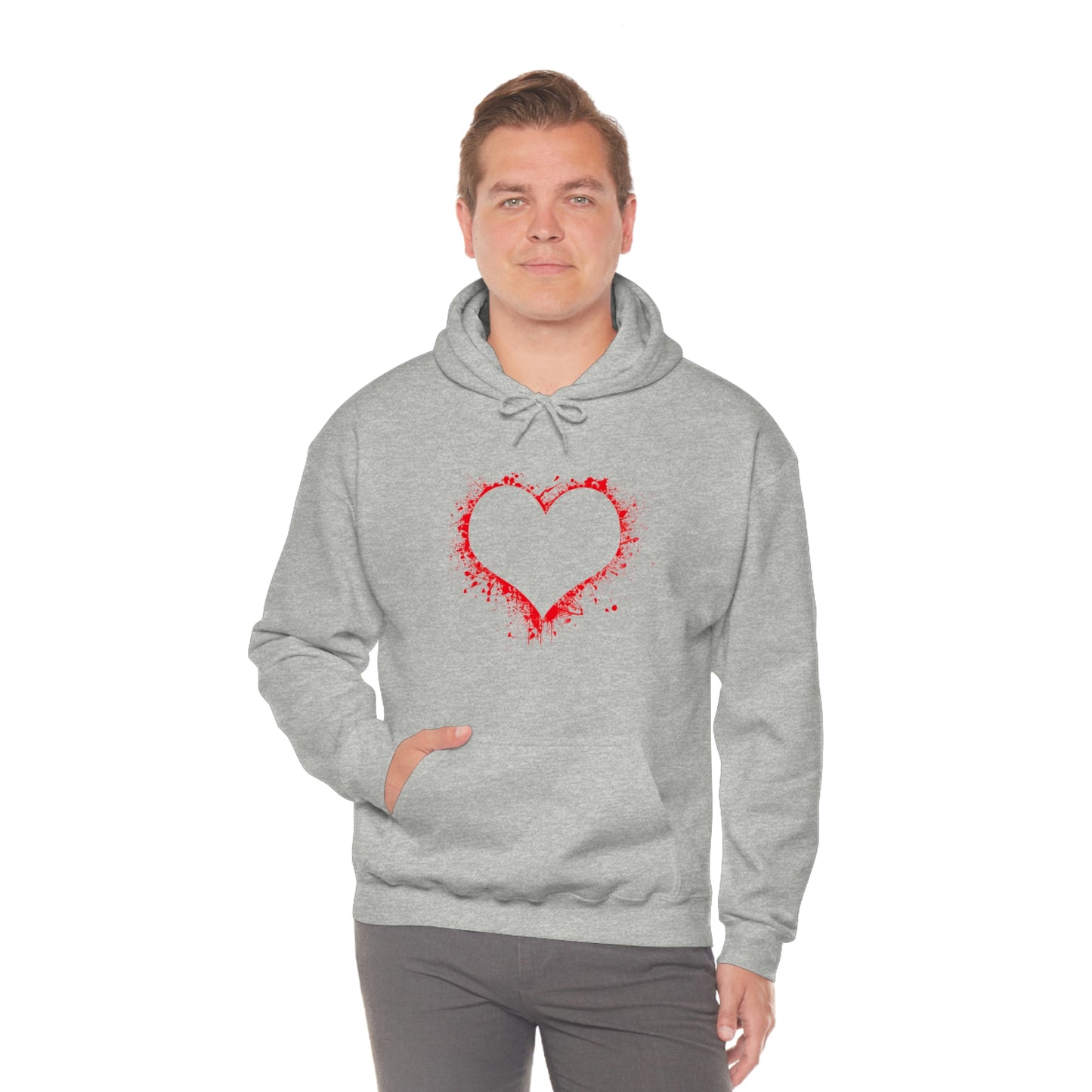 Red Paint Hearts - Ladies Hoodie, Mens Hoodie, Trending, Love Heart, Fashion, Hooded Pullover, Sweatshirt, Hoody, Heavy Blend Hooded Sweat | Comfortable Hoodie - StarJam Hoodie