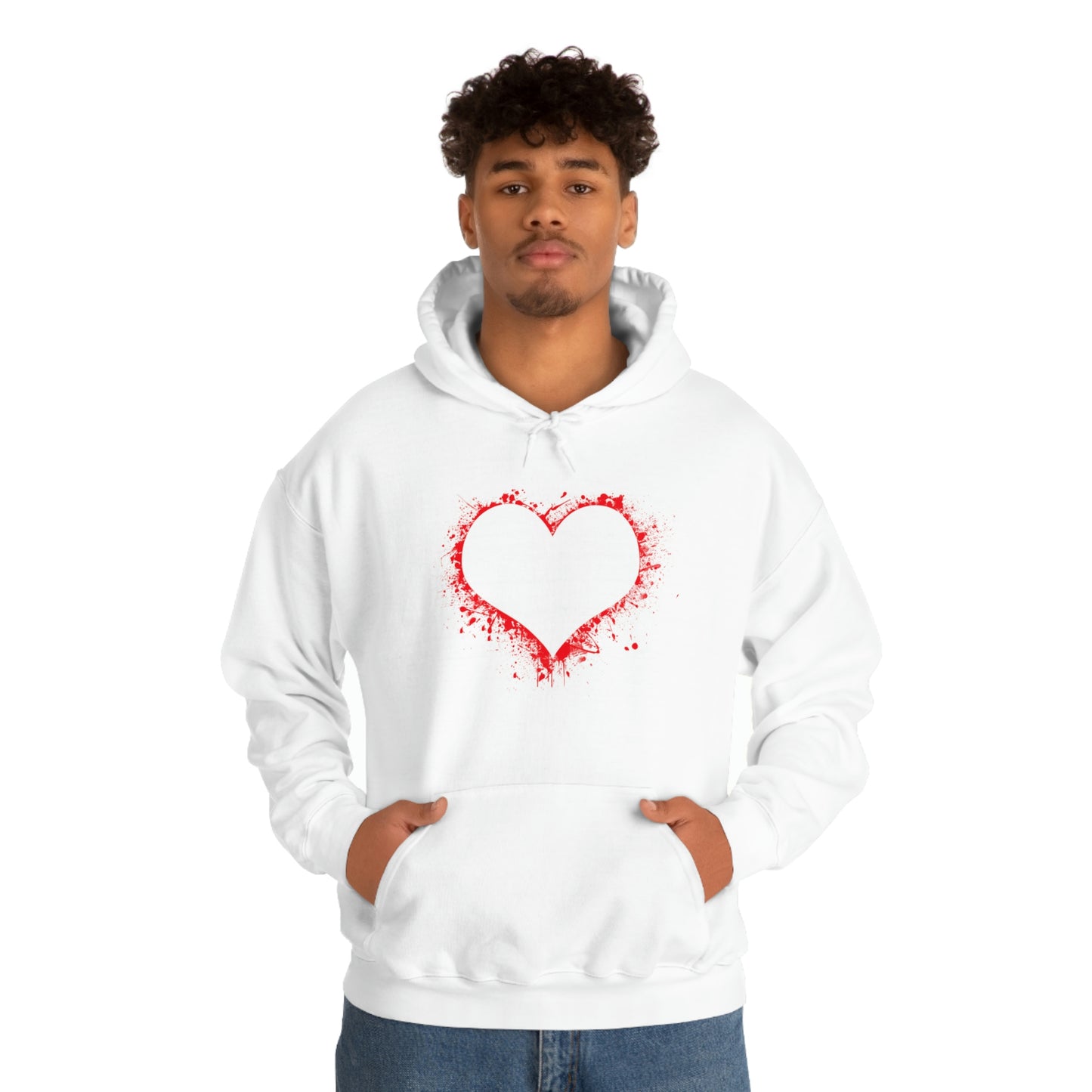 Red Paint Hearts - Ladies Hoodie, Mens Hoodie, Trending, Love Heart, Fashion, Hooded Pullover, Sweatshirt, Hoody, Heavy Blend Hooded Sweat | Comfortable Hoodie - StarJam Hoodie