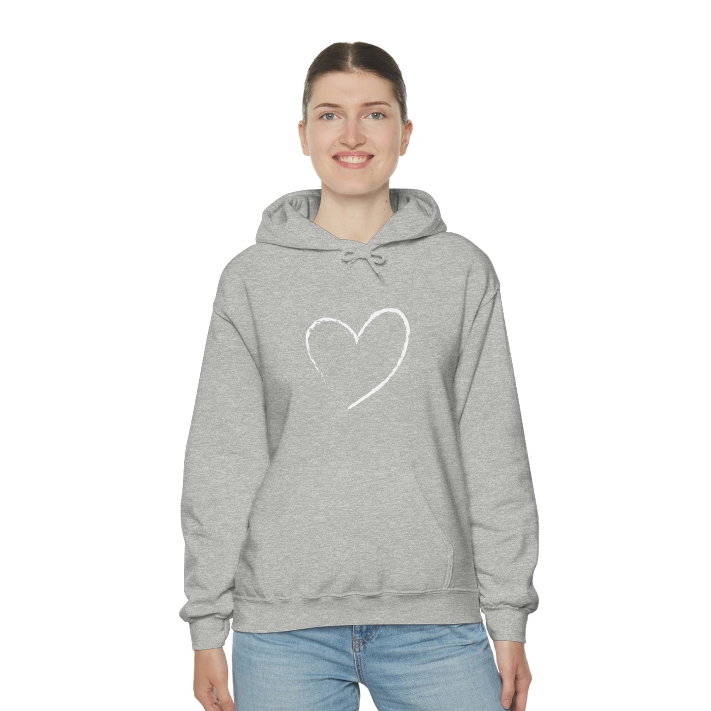 White Heart - Ladies Hoodie, Mens Hoodie, Trending, Love Heart, Fashion, Hooded Pullover, Sweatshirt, Hoody, Heavy Blend Hooded Sweats | Comfortable Hoodie