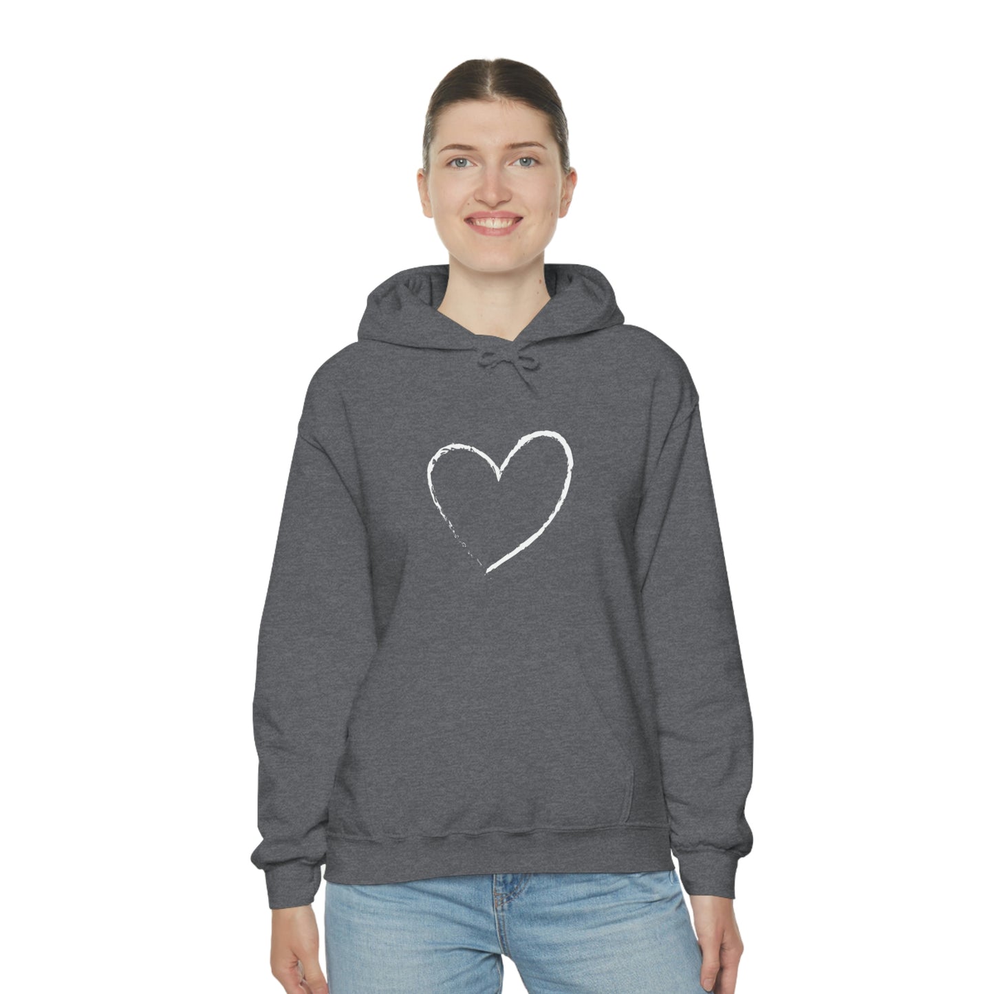 White Heart - Ladies Hoodie, Mens Hoodie, Trending, Love Heart, Fashion, Hooded Pullover, Sweatshirt, Hoody, Heavy Blend Hooded Sweats | Comfortable Hoodie