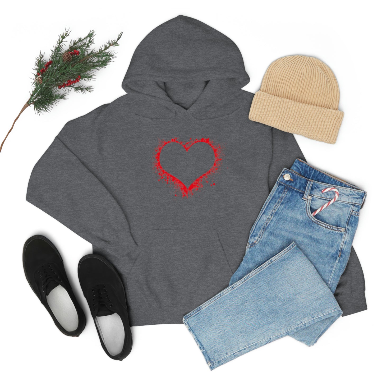 Red Paint Hearts - Ladies Hoodie, Mens Hoodie, Trending, Love Heart, Fashion, Hooded Pullover, Sweatshirt, Hoody, Heavy Blend Hooded Sweat | Comfortable Hoodie - StarJam Hoodie